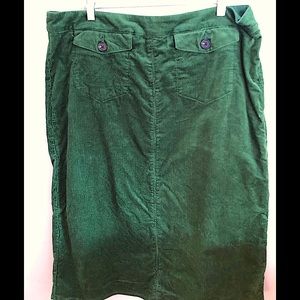 Boden green corduroy lined midi skirt